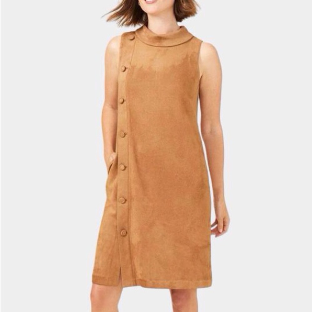J. McLaughlin Camel Sleeveless Button-Front Shift Dress